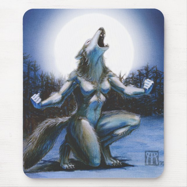 Howling Werewolf Woman Mousepad (Front)