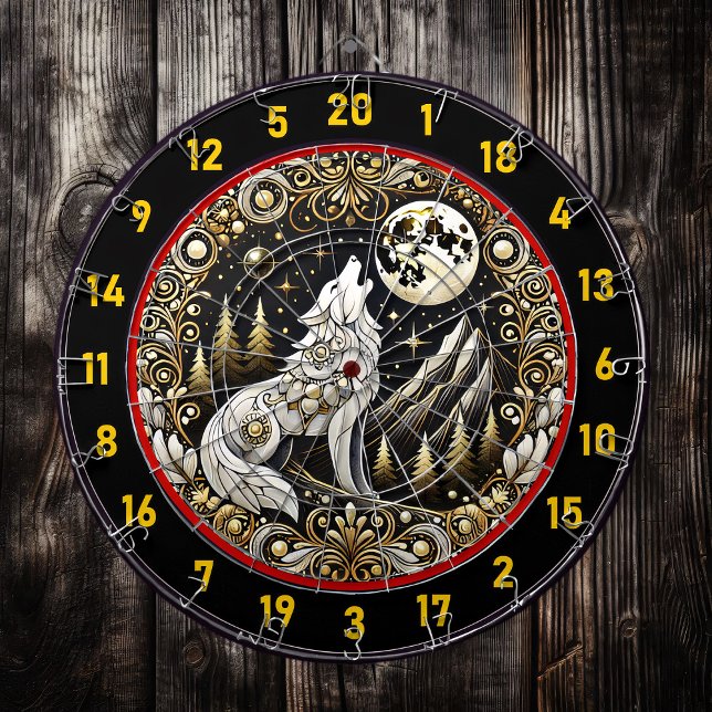 Howling White Wolf Inspires Focus Strength Dartboard (Creator Uploaded)