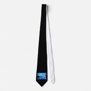 Howling White Wolf & Moon Fantasy Art Tie