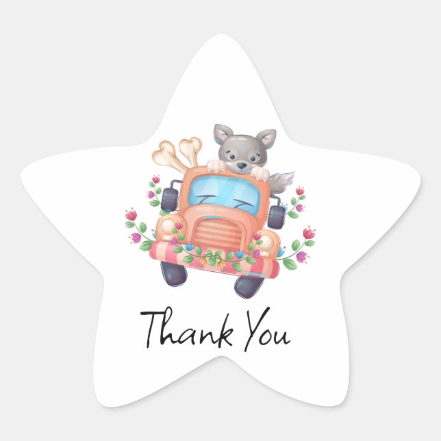 Howling with Joy Cute Grey Wolf Star Sticker (Front)