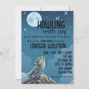 Howling with Joy, Wolf Baby Shower Invitation
