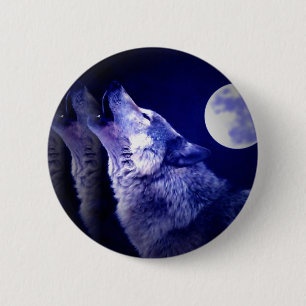 Howling Wolf 6 Cm Round Badge