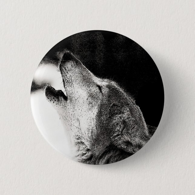 Howling Wolf 6 Cm Round Badge (Front)