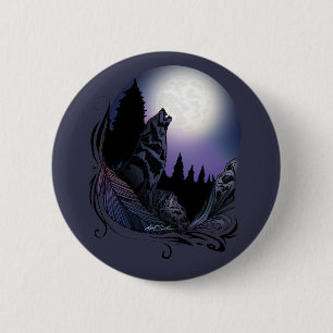 Howling Wolf 6 Cm Round Badge