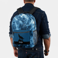 Howling Wolf abstract blue black Monogram