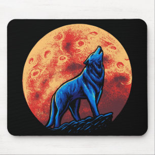 Howling Wolf and Blood Moon Mouse Pad