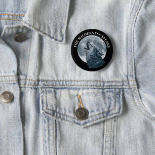 Howling Wolf and Moon 6 Cm Round Badge