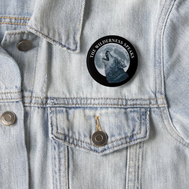 Howling Wolf and Moon  6 Cm Round Badge (In Situ)