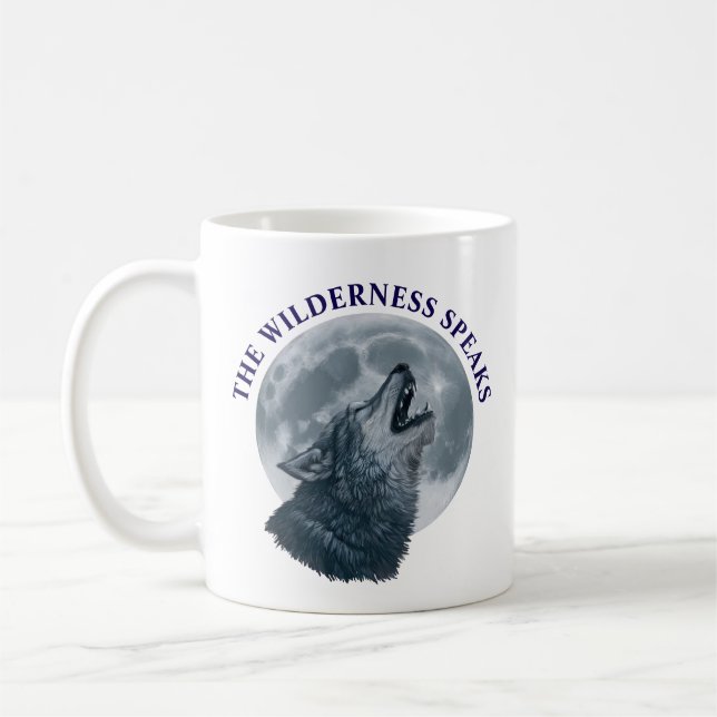 Howling Wolf and Moon  Coffee Mug (Left)