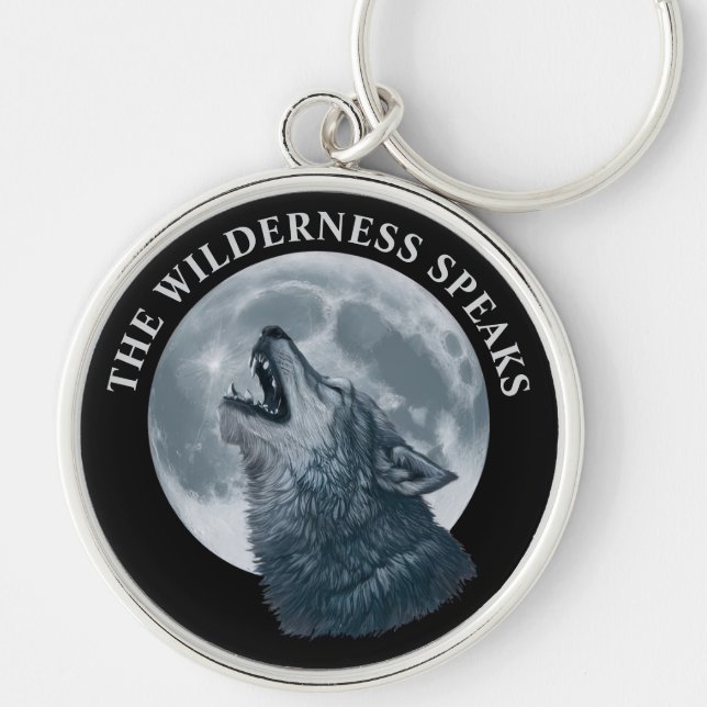 Howling Wolf and Moon  Key Ring (Front)