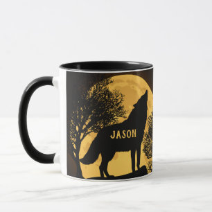 Howling Wolf and Moon Mug