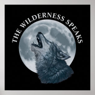 Howling Wolf and Moon Poster