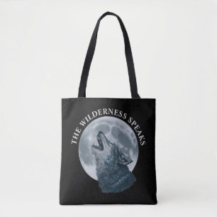 Howling Wolf and Moon  Tote Bag
