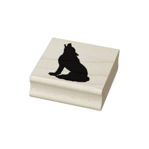 Howling Wolf Animal Rubber Stamp