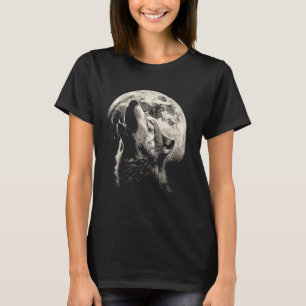 Howling Wolf at Full Moon Phase Cycle Grunge Tops