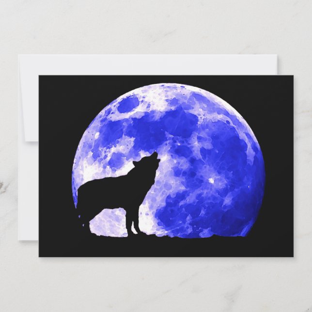 Howling Wolf at Moon Invitation (Front)