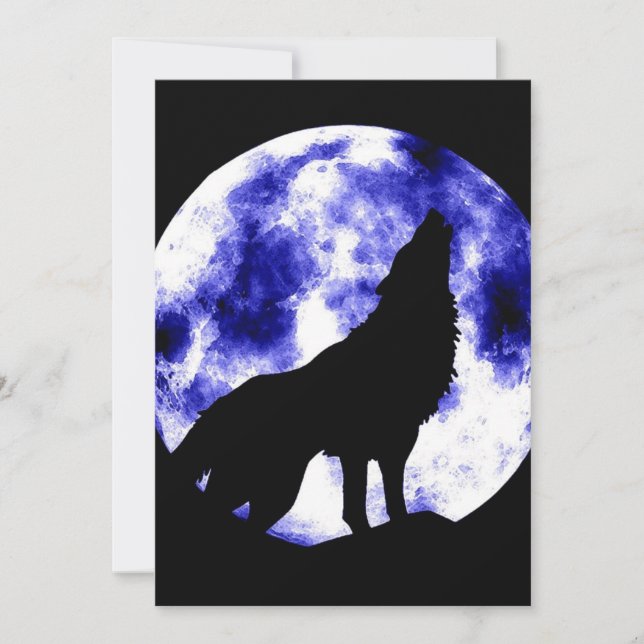 Howling Wolf at Moon Invitation (Front)