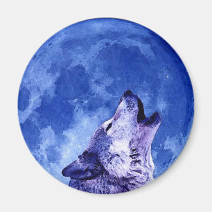 Howling Wolf at Moon Magnet