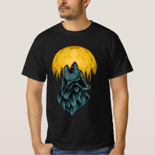 Howling Wolf at Moon - Mystic Night T-Shirt