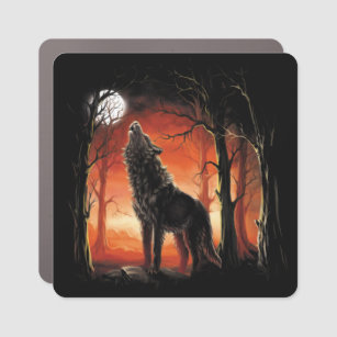Howling Wolf at Sunset Car Magnet