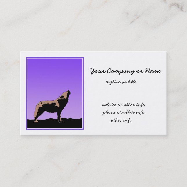 Howling Wolf at Sunset  - Original Wildlife Art Business Card (Front)