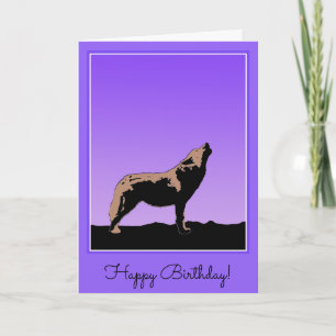 Howling Wolf at Sunset  - Original Wildlife Art Card