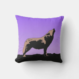 Howling Wolf at Sunset  - Original Wildlife Art Cushion