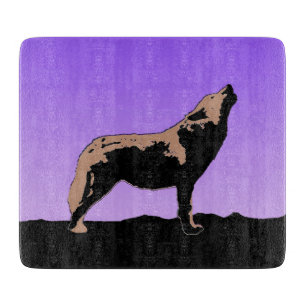 Howling Wolf at Sunset - Original Wildlife Art Cutting Board
