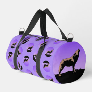 Howling Wolf at Sunset - Original Wildlife Art Duffle Bag