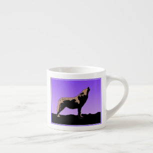 Howling Wolf at Sunset - Original Wildlife Art Espresso Cup