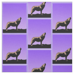 Howling Wolf at Sunset  - Original Wildlife Art Fabric
