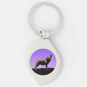 Howling Wolf at Sunset - Original Wildlife Art Key Ring