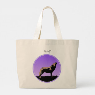 Howling Wolf at Sunset - Original Wildlife Art Large Tote Bag