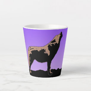 Howling Wolf at Sunset - Original Wildlife Art Latte Mug