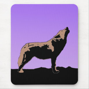 Howling Wolf at Sunset - Original Wildlife Art Mouse Pad