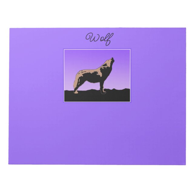 Howling Wolf at Sunset  - Original Wildlife Art Notepad (Front)