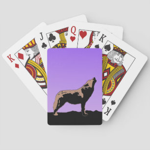 Howling Wolf at Sunset - Original Wildlife Art Playing Cards
