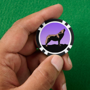 Howling Wolf at Sunset - Original Wildlife Art Poker Chips