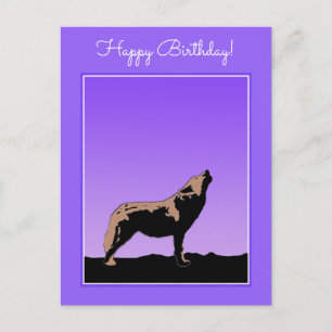 Howling Wolf at Sunset - Original Wildlife Art Postcard