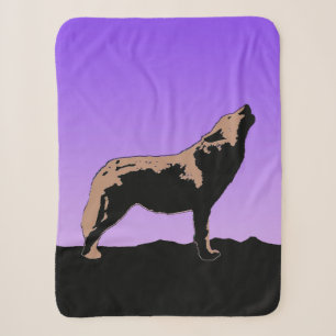 Howling Wolf at Sunset  - Original Wildlife Art Sherpa Blanket