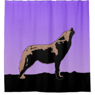 Howling Wolf at Sunset - Original Wildlife Art Shower Curtain