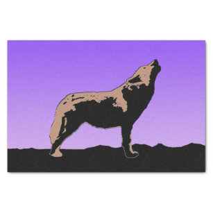 Howling Wolf at Sunset  - Original Wildlife Art Tissue Paper
