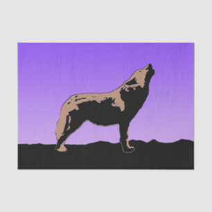 Howling Wolf at Sunset  - Original Wildlife Art Tissue Paper