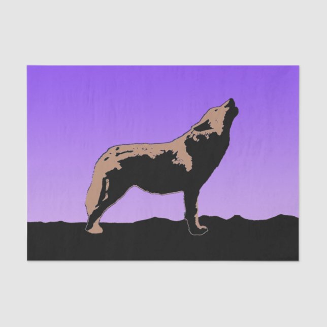 Howling Wolf at Sunset  - Original Wildlife Art Tissue Paper (Front)