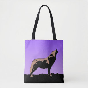 Howling Wolf at Sunset  - Original Wildlife Art Tote Bag