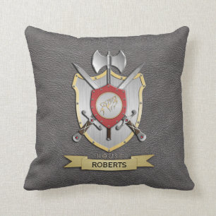 Howling Wolf Battle Crest Grey Cushion
