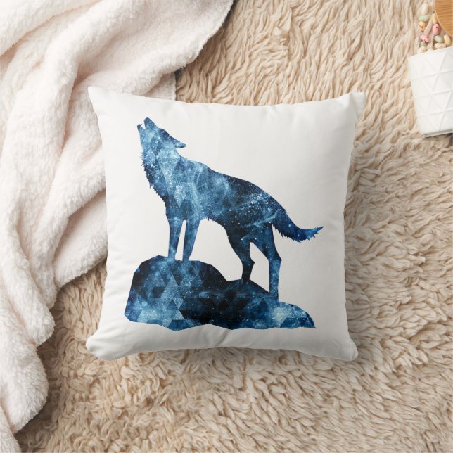 Howling Wolf blue sparkly smoke silhouette Cushion (Blanket)