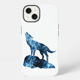 Howling Wolf blue sparkly smoke silhouette iPhone 13 Case
