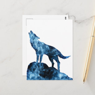 Howling Wolf blue sparkly smoke silhouette Postcard