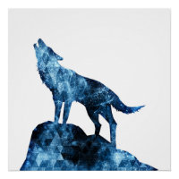 Howling Wolf blue sparkly smoke silhouette